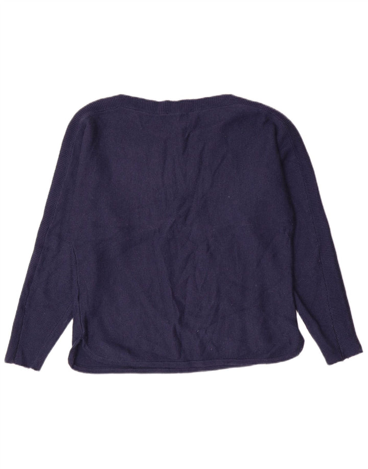 OASIS Γυναικείο πουλόβερ με λαιμό σκάφος UK 10 Small Navy Blue Viscose