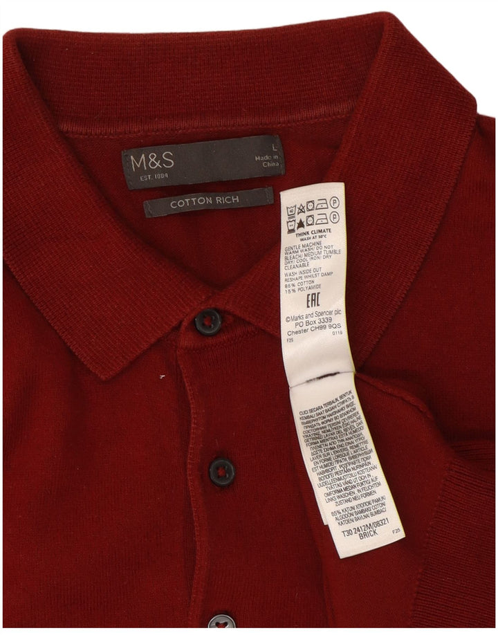 Ανδρικό πουκάμισο πόλο Marks & Spencer, μεγάλο κόκκινο βαμβακερό