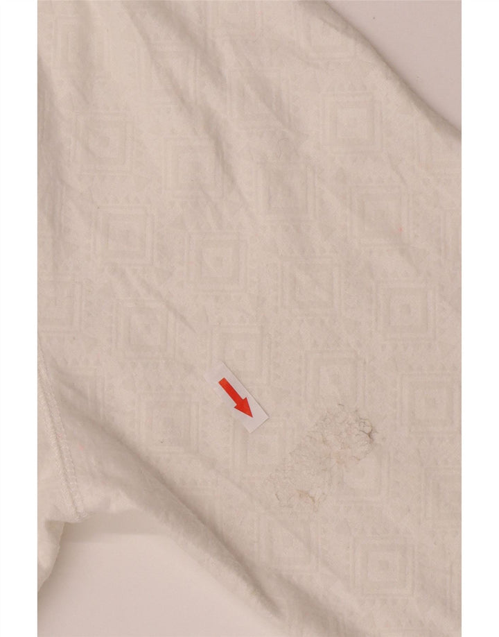Γυναικεία φόρμα πουλόβερ με φερμουάρ Eddie Bauer Top UK 18 XL Λευκή γεωμετρική