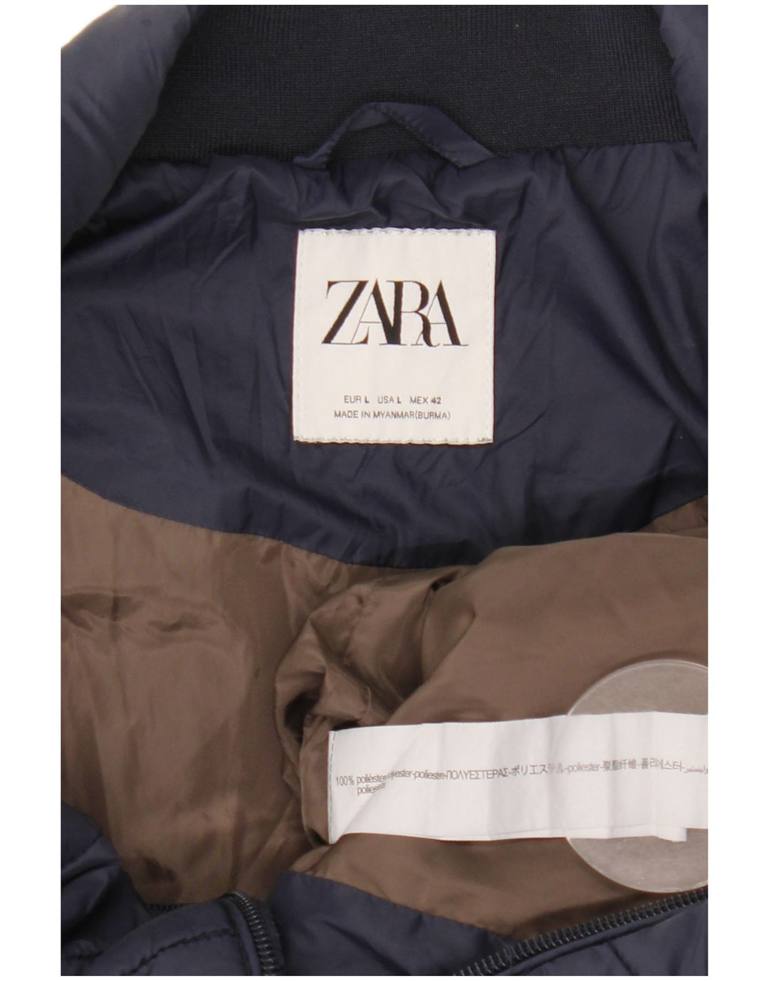 Zara Ανδρικό padded Gilet UK 40 Large Navy Blue Polyester