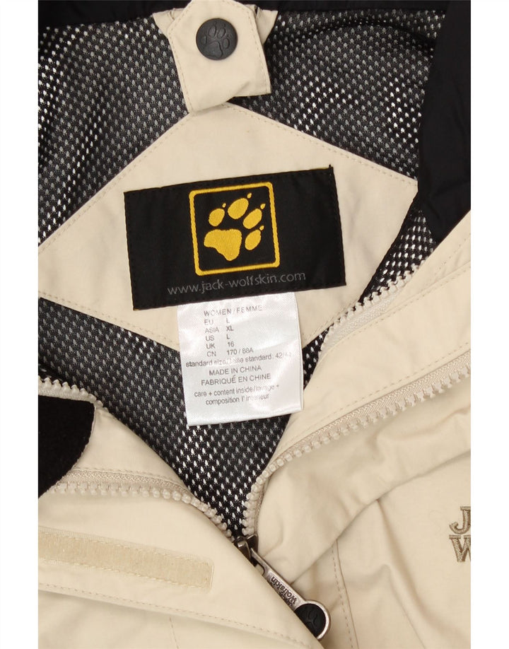 Jack Wolfskin γυναικείο μπουφάν βροχής με κουκούλα UK 16 Large Off White Polyamide