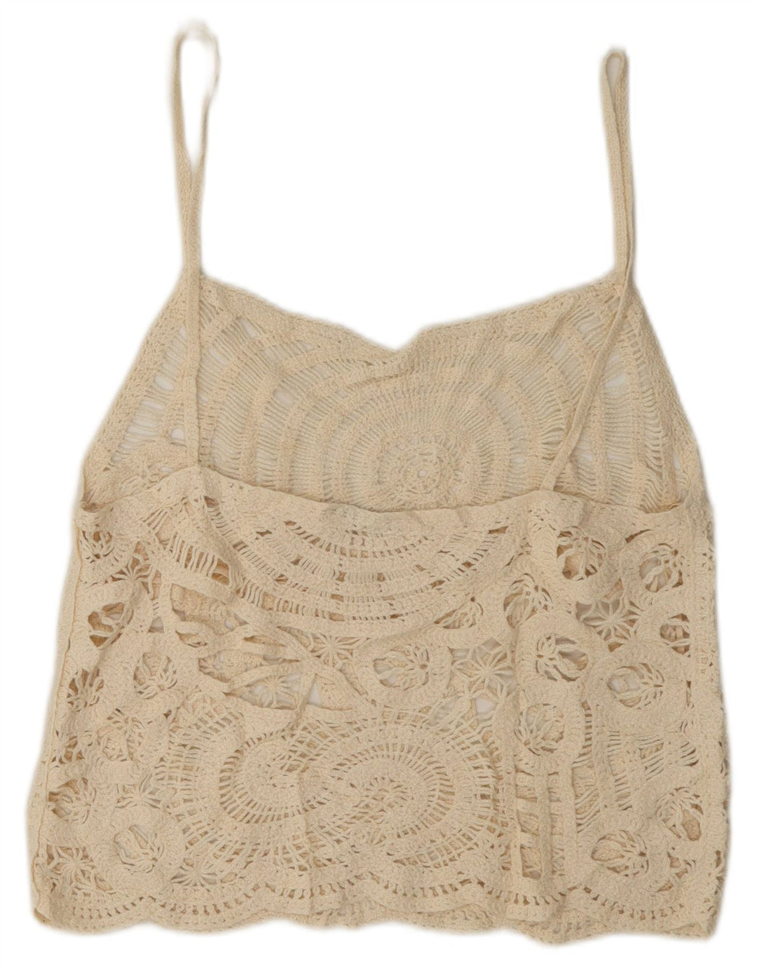 Zara Womens See Through Crochet Cami Top 16 Large Off White