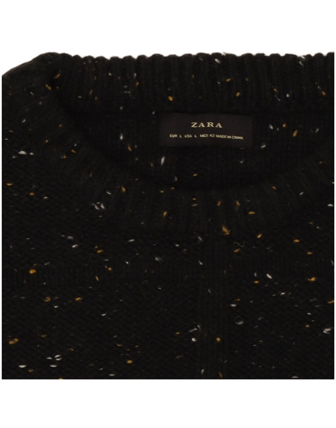 Zara Ανδρικό πουλόβερ με λαιμόκοψη, μεγάλο μαύρο βαμβακερό