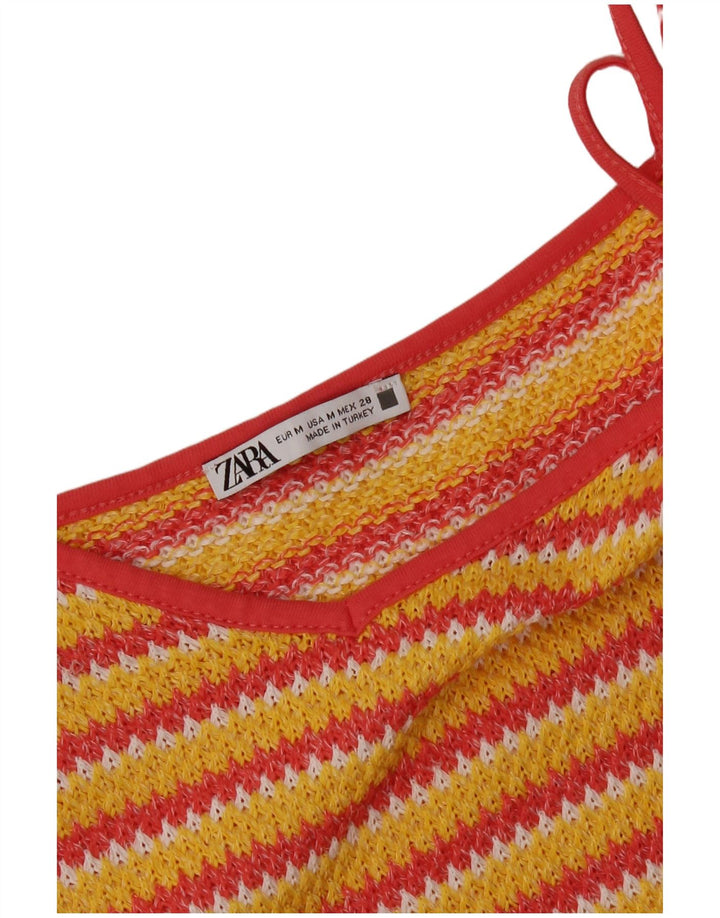 Zara Γυναικείο Sundress UK 12 Medium Yellow ριγέ
