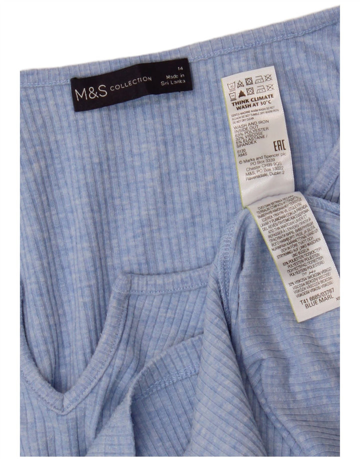 Marks & Spencer Γυναικείο τοπ μακρυμάνικο UK 14 μεγάλο μπλε πολυεστέρας
