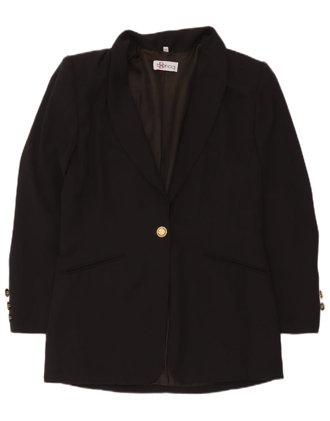 Bianca Γυναικείο Longline τζάκετ με 1 κουμπί EU 36 Small Black Polyester