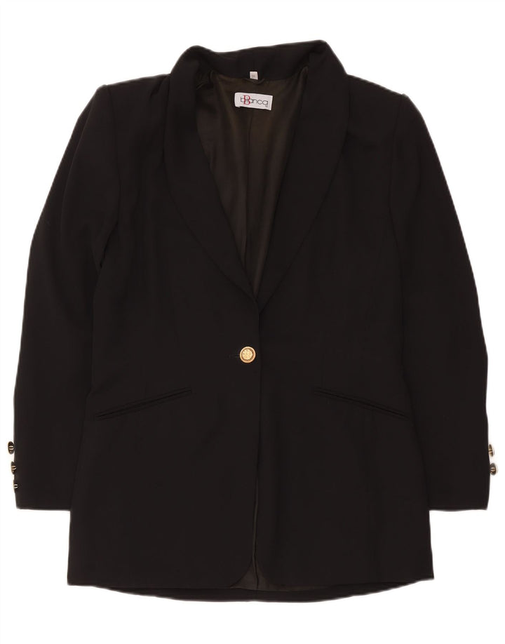 Bianca Γυναικείο Longline τζάκετ με 1 κουμπί EU 36 Small Black Polyester