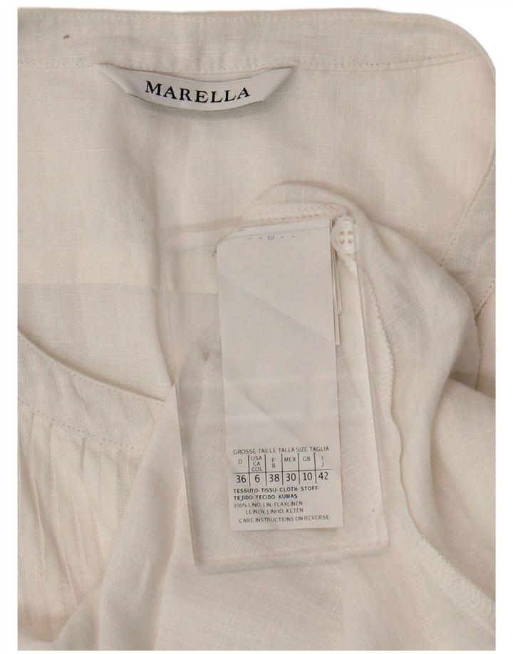 Marella Γυναικείο πουκάμισο Oversized Μπλούζα UK 10 Small White Len