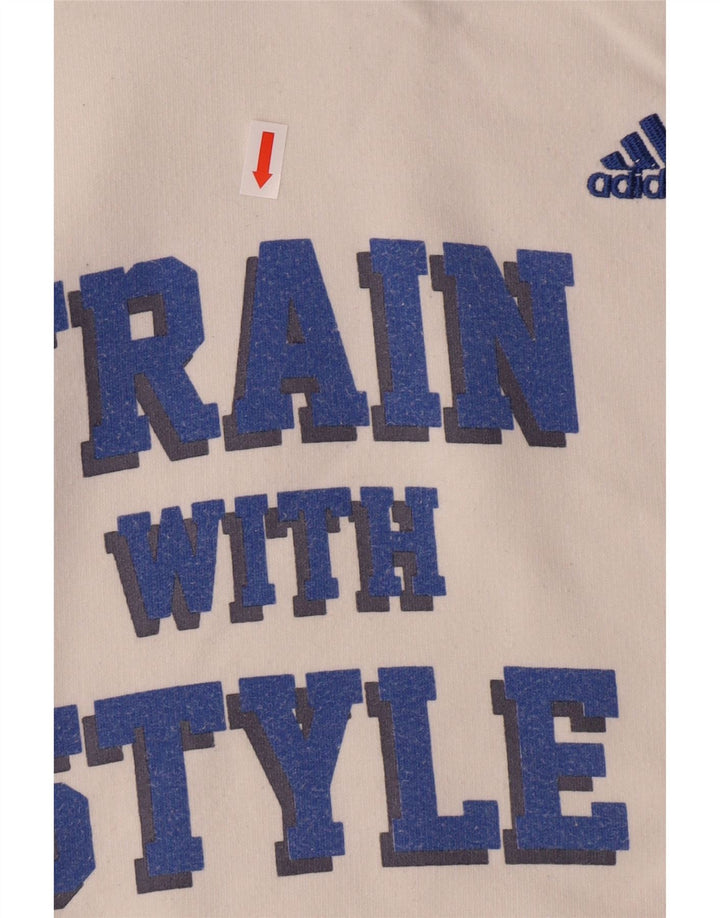 ADIDAS Γυναικείο Γραφικό Φούτερ UK 12 Βαμβακερό μεσαίο λευκό