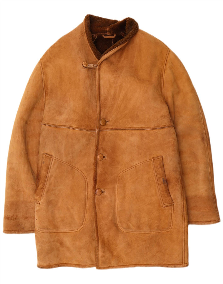 Vintage Ανδρικό Shearling Jacket UK 38 Medium Brown