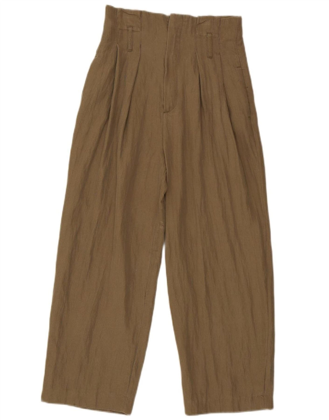 Zara Γυναικείο κομμένο παντελόνι με καρφίτσες Small W26 L24 Khaki