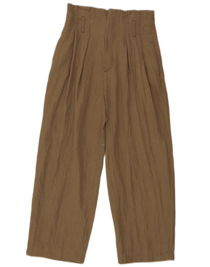 Zara Γυναικείο κομμένο παντελόνι με καρφίτσες Small W26 L24 Khaki