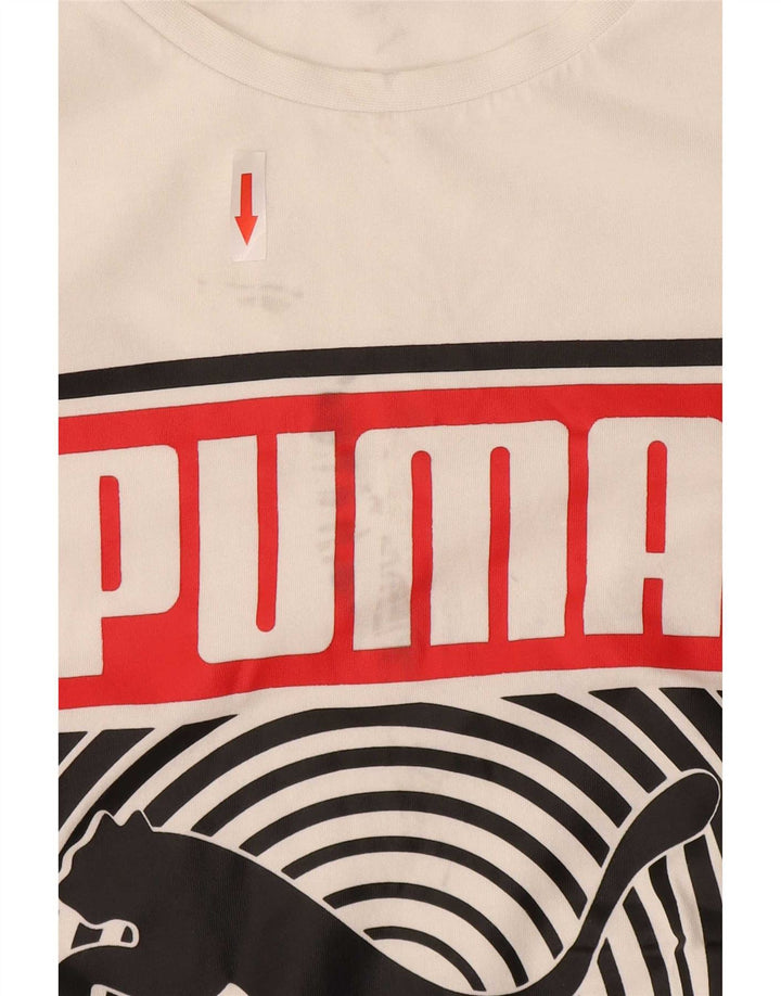 Ανδρικό γραφικό μπλουζάκι Puma, μεγάλο λευκό βαμβακερό