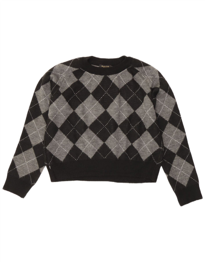 Massimo Dutti Γυναικείο πουλόβερ Crop Crew Neck Jumper UK 10 Small Black
