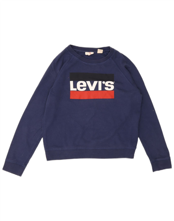 Γυναικείο γραφικό φούτερ Levi's Jumper UK 14 Medium Navy Blue Cotton