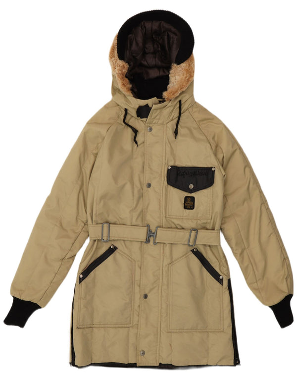 Refrigiwear Γυναικείο μπουφάν Parka με κουκούλα UK 16 Large Beige Colourblock