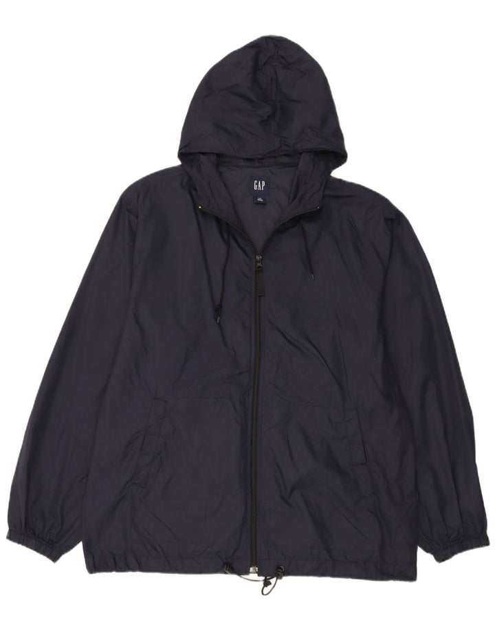Ανδρικό μπουφάν βροχής με κουκούλα Gap UK 40 Large Navy Blue Nylon