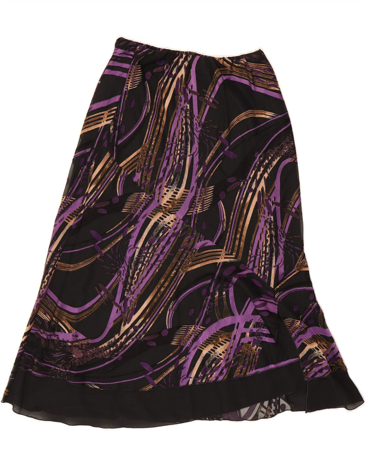 VINTAGE Womens Abstract Pattern A-Line Skirt UK 14 Large W30 Black Vintage Vintage and Second-Hand Vintage from Messina Hembry 