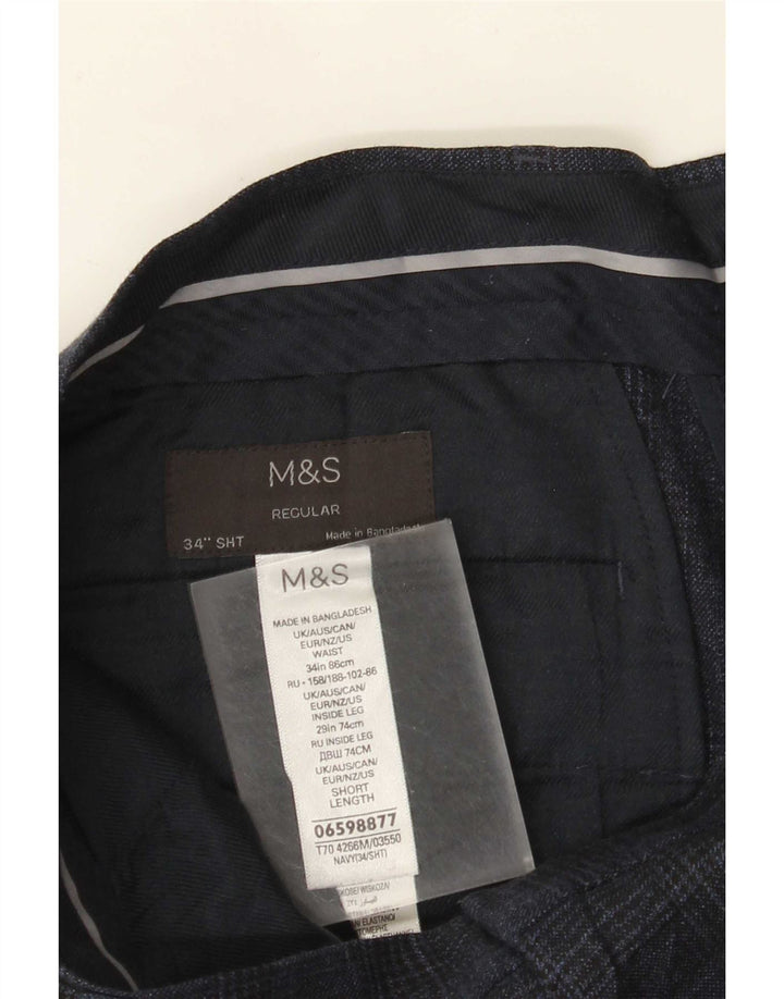 Ανδρικό παντελόνι Chino Marks & Spencer W34 L29 Navy Blue Houndstooth