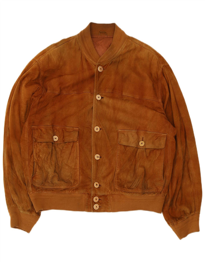 Forester Ανδρικό Suede Bomber Jacket UK 40 Large Beige Leather