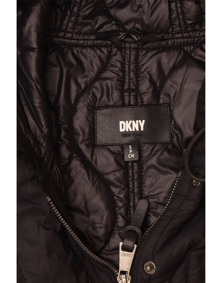 Γυναικείο καπιτονέ πανωφόρι με κουκούλα Dkny UK 10 μικρό μαύρο νάιλον