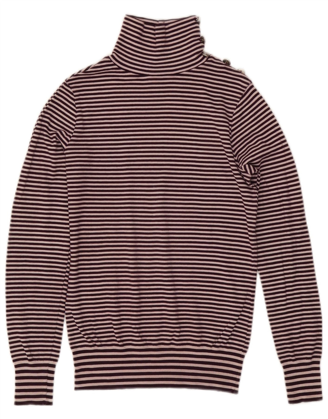Massimo Dutti γυναικείο πουλόβερ με κουμπιά λαιμόκοψη UK 12 μεσαία μωβ ριγέ