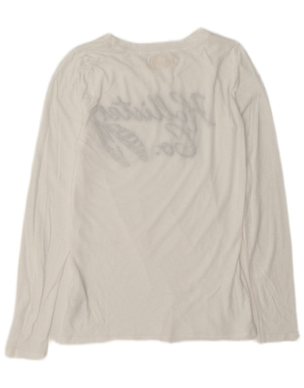 Hollister Γυναικείο τοπ μακρυμάνικο UK 10 μικρό λευκό βαμβακερό
