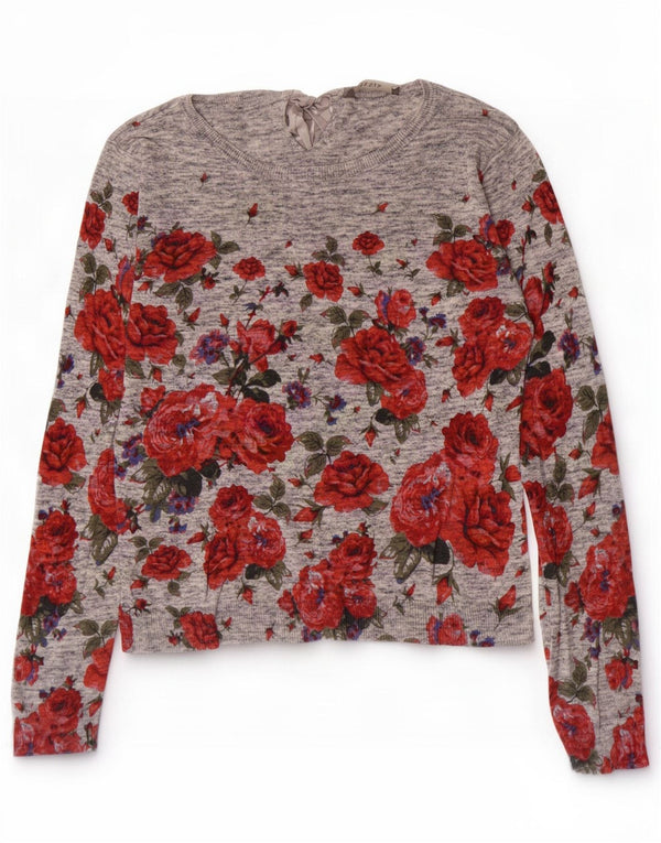 Γυναικείο πουλόβερ Oasis Boat Neck Jumper UK 10 Small Grey Floral Cotton