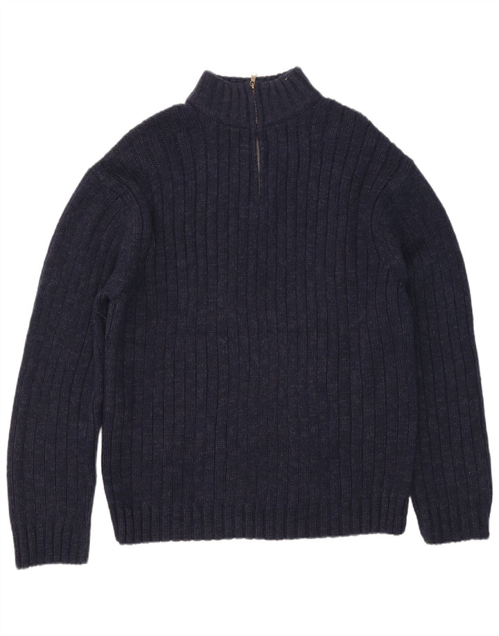 Marks & Spencer Ανδρικό πουλόβερ με φερμουάρ 2XL Ακρυλικό Navy Blue