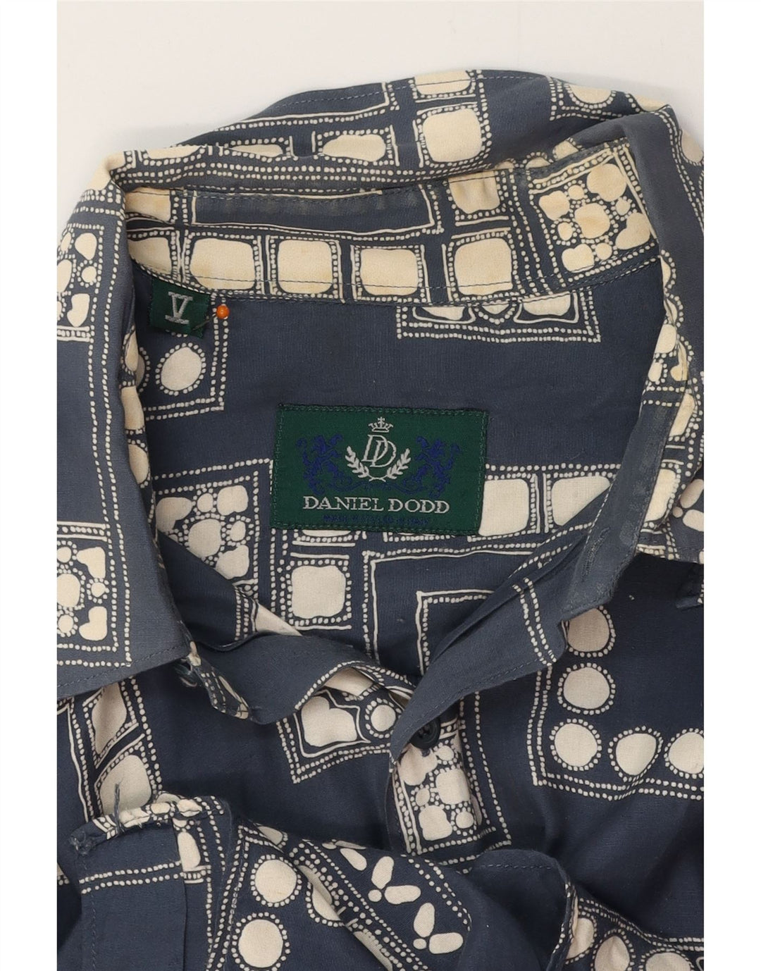 Ανδρικό πουκάμισο VINTAGE Μεγάλο Navy Blue γεωμετρικό