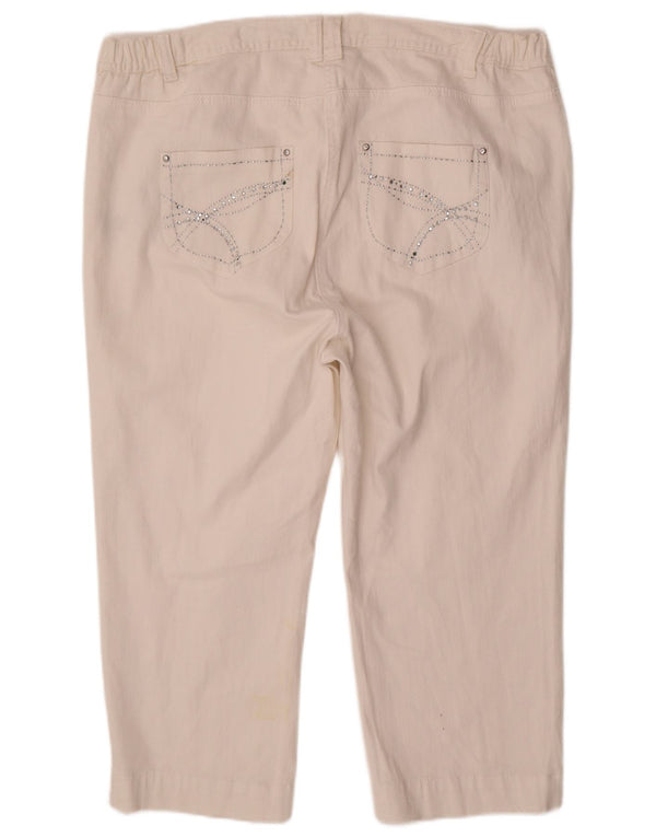 M&Co Γυναικεία ψηλόμεση ίσια τζιν Capri UK 22 3XL W44 L22 Λευκό βαμβακερό