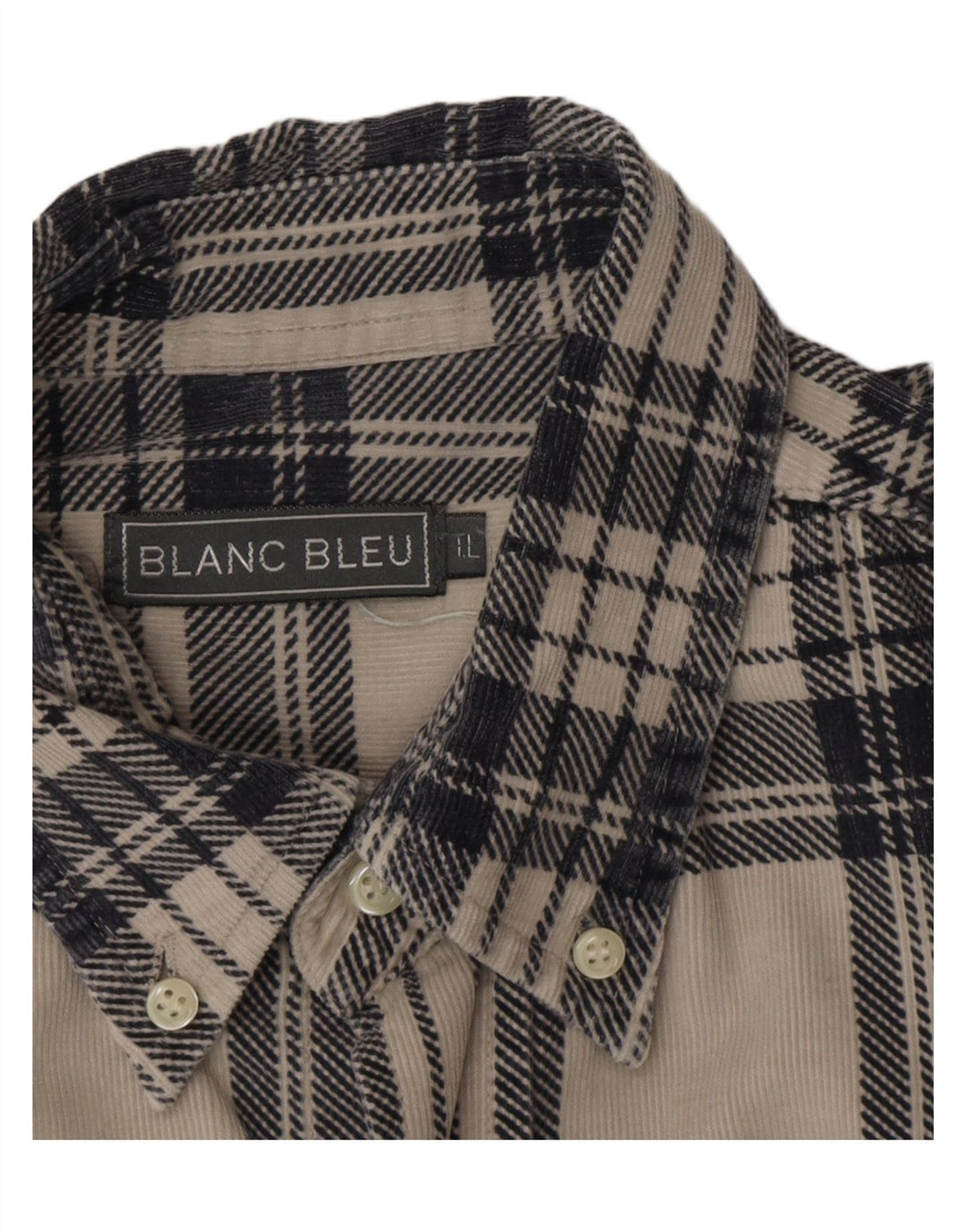 Blanc Bleu Ανδρικό κοτλέ πουκάμισο μεγάλο σε λευκό βαμβακερό