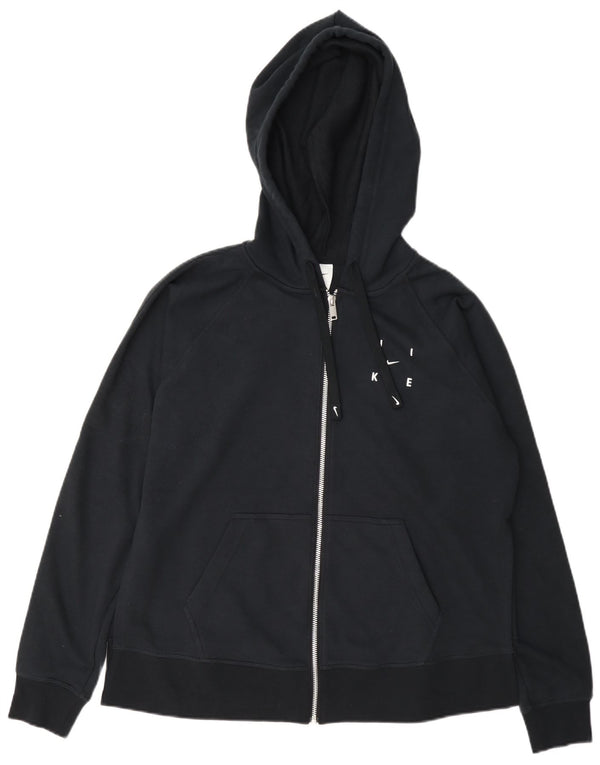 Γυναικείο πουλόβερ Nike Dri Fit μεγάλου μεγέθους με φερμουάρ UK 10 Small Navy Blue