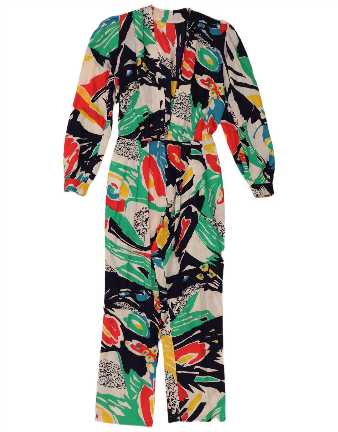 Vintage γυναικεία ολόσωμη φόρμα με αφηρημένο σχέδιο UK 12 μεσαία πολύχρωμη