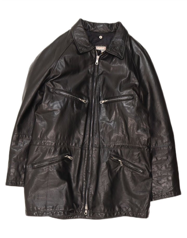 MORE & MORE Ανδρικό Δερμάτινο Παλτό UK 40 Large Black Leather