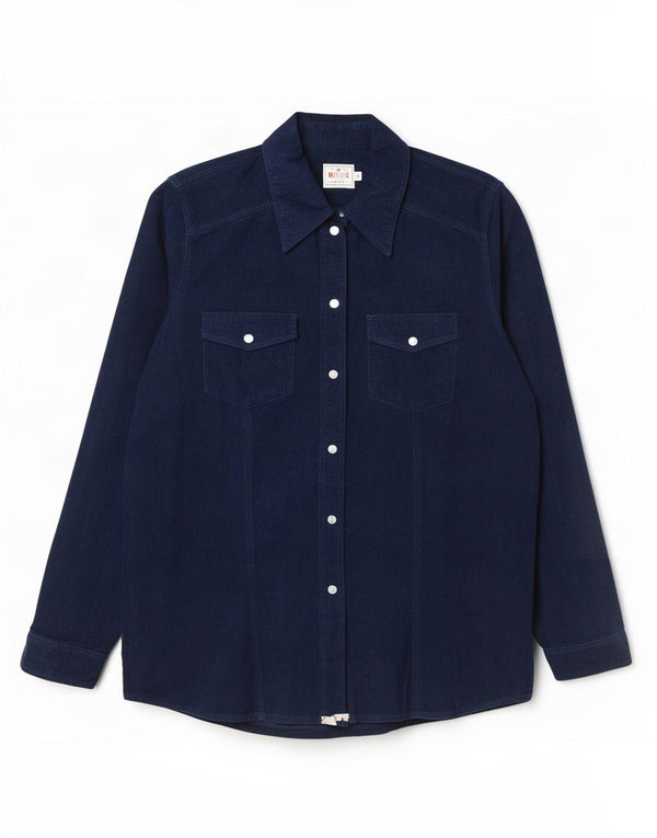 Mustang Γυναικείο κοτλέ πουκάμισο UK 14 Medium Navy Blue βαμβακερό