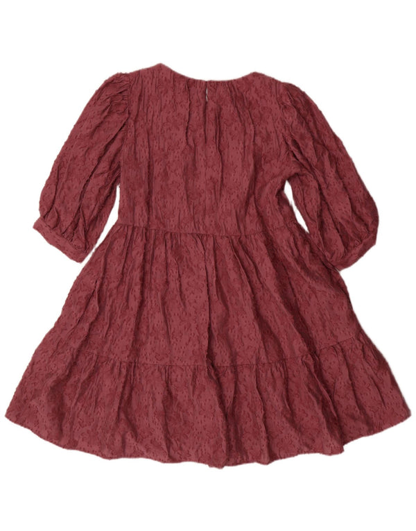 Zara γυναικείο φόρεμα 3/4 με μανίκια A-line UK 6 XS Ροζ φλοράλ βισκόζη μποέμ