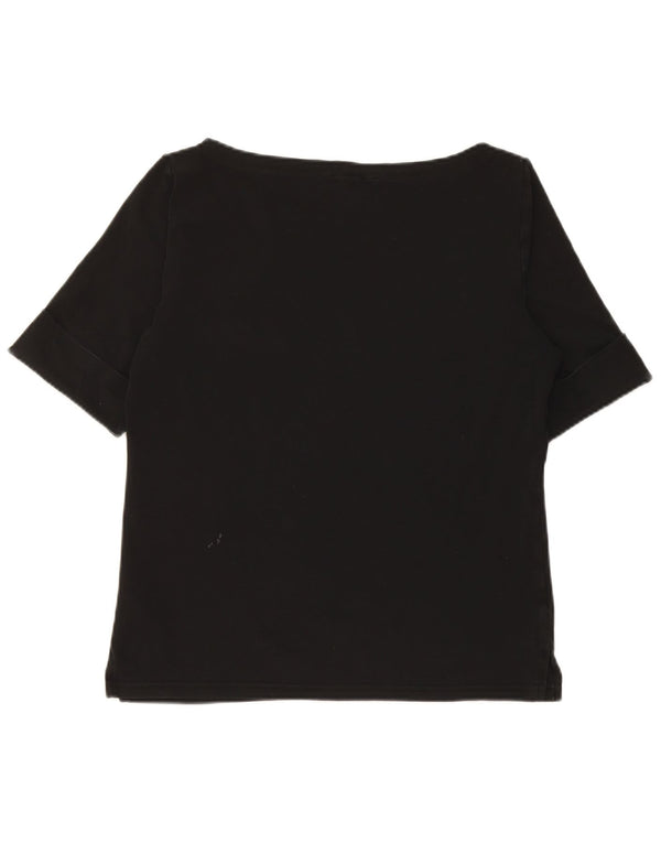 Γυναικείο T-Shirt Ralph Lauren Top UK 14 Large μαύρο βαμβακερό