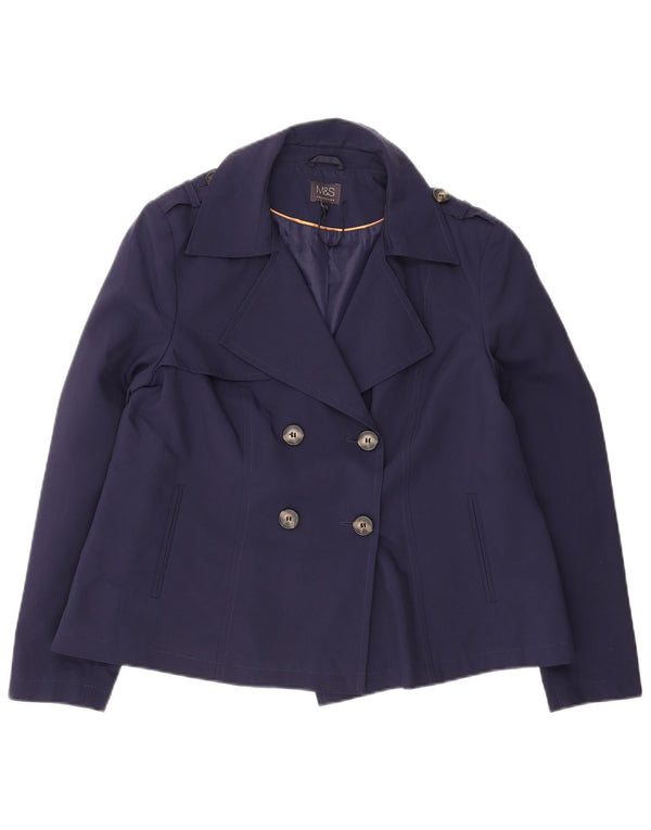 Marks & Spencer Γυναικείο παλτό μπιζελιού UK 16 Large Navy Blue Polyester