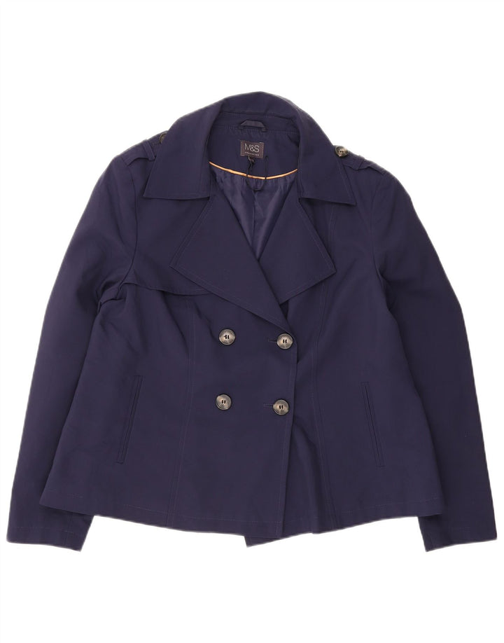 Marks & Spencer Γυναικείο παλτό μπιζελιού UK 16 Large Navy Blue Polyester
