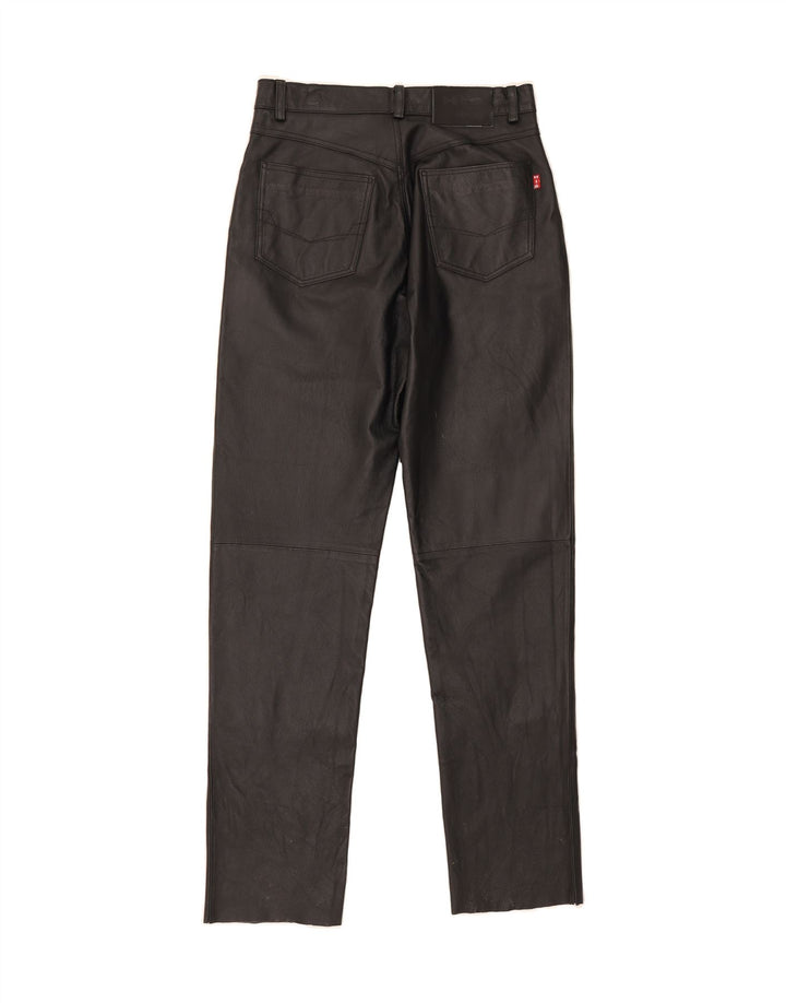 H.I.S Womens Straight Leather Trousers EU 38 Medium W28 L32 Black Vintage H.I.S and Second-Hand H.I.S from Messina Hembry 