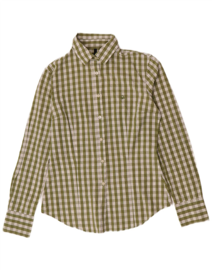 Γυναικείο πουκάμισο Benetton UK 10 Small Green Gingham Cotton