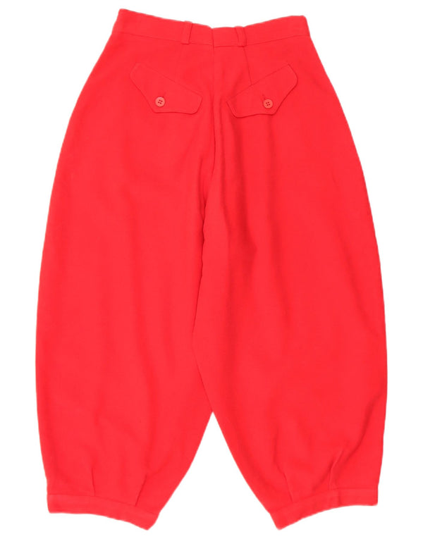 VINTAGE Womens High Waist Tapered Capri Trousers UK 12 Medium W24 L19 Red