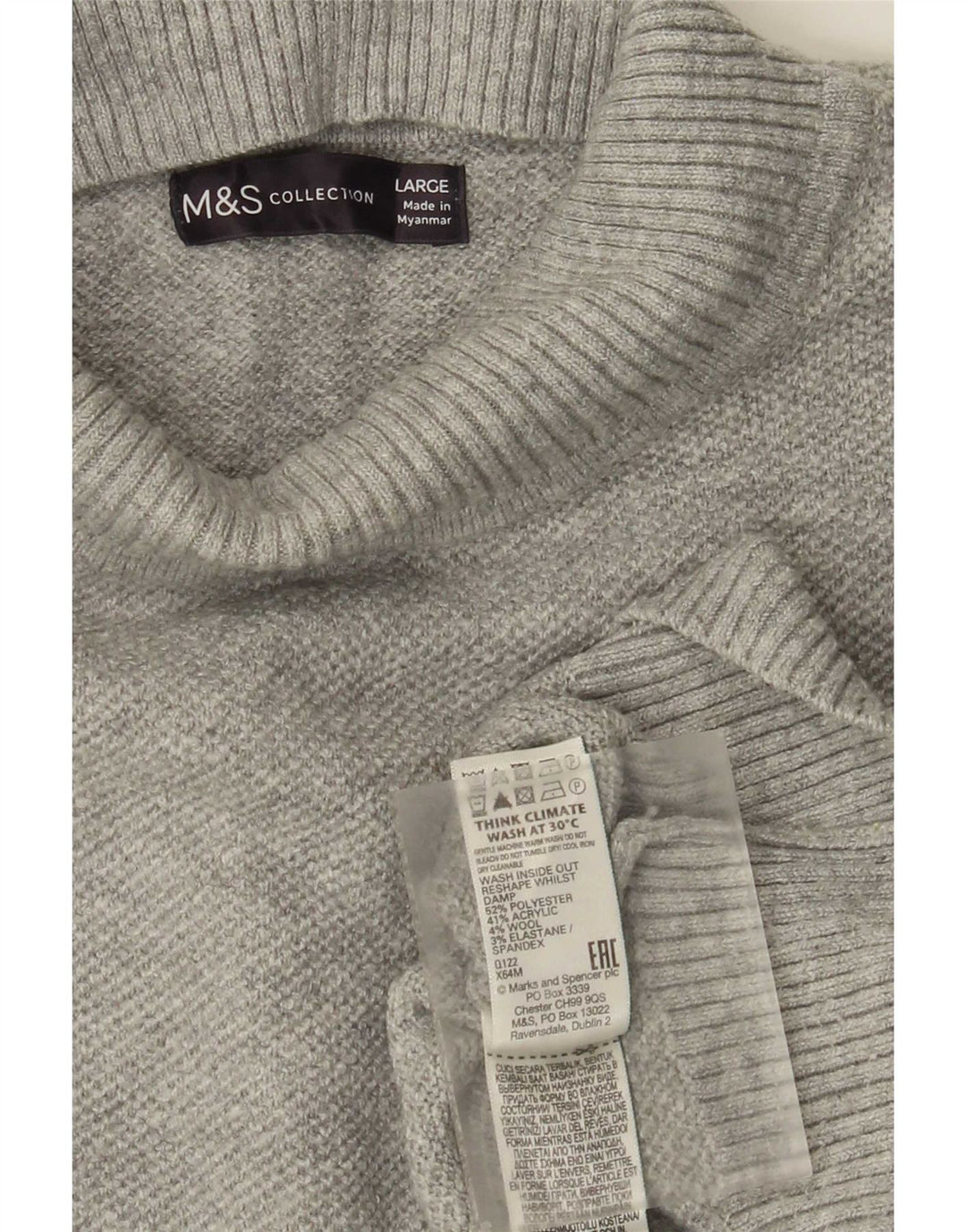 Marks & Spencer Γυναικείο πουλόβερ με λαιμό χελώνα UK 16 Large Grey