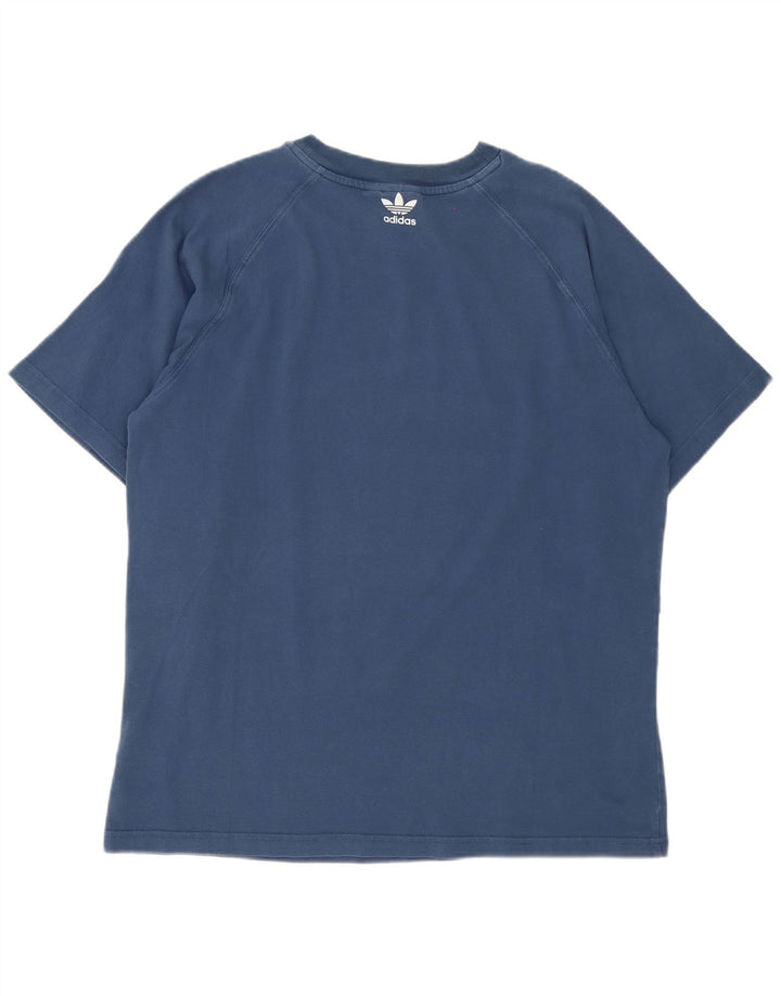 Ανδρικό γραφικό T-Shirt Adidas Top από μεσαίο μπλε βαμβακερό