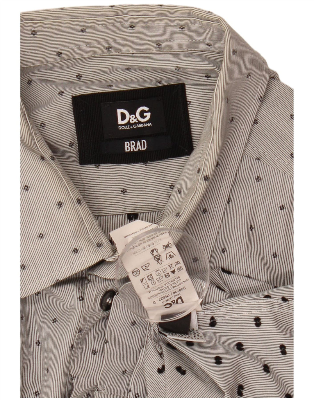 DOLCE & GABBANA Ανδρικό πουκάμισο BRAD Βαμβακερό μεσαίο γκρι με στίγματα