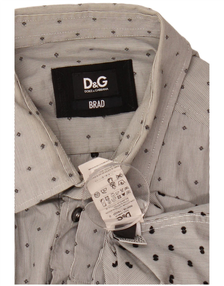 DOLCE & GABBANA Ανδρικό πουκάμισο BRAD Βαμβακερό μεσαίο γκρι με στίγματα