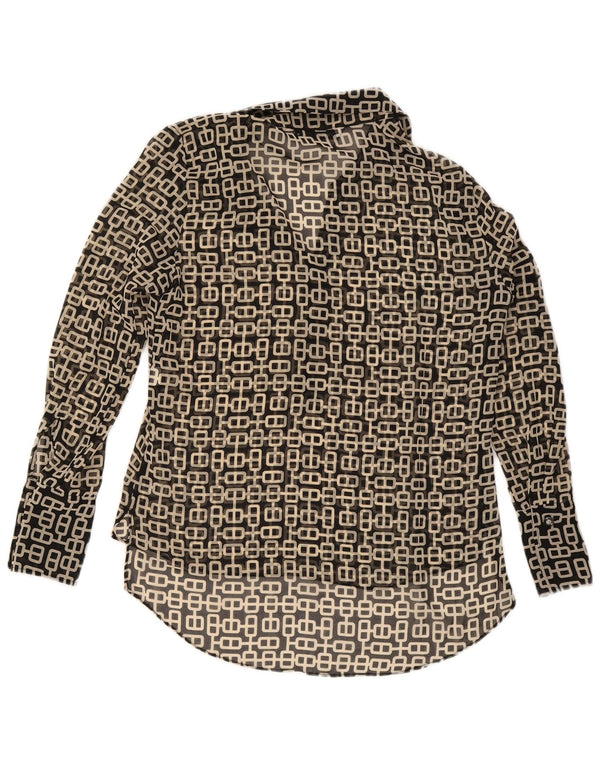 Zara Γυναικεία Μακρυμάνικη Μπλούζα Oversized Μπλούζα UK 6 XS Μαύρη γεωμετρική