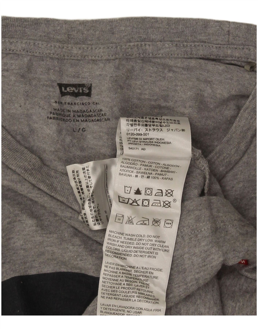 Ανδρικό γραφικό T-Shirt Levi's Top Large Grey Flecked Cotton