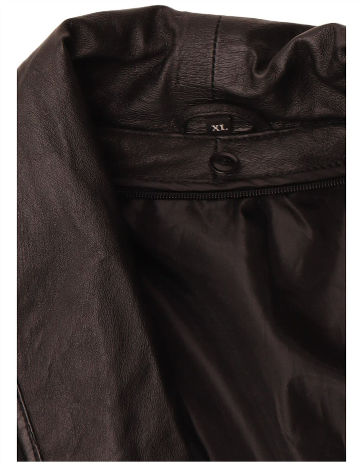 Vintage Γυναικείο Δερμάτινο Μπουφάν UK 18 XL Μαύρο Δερμάτινο
